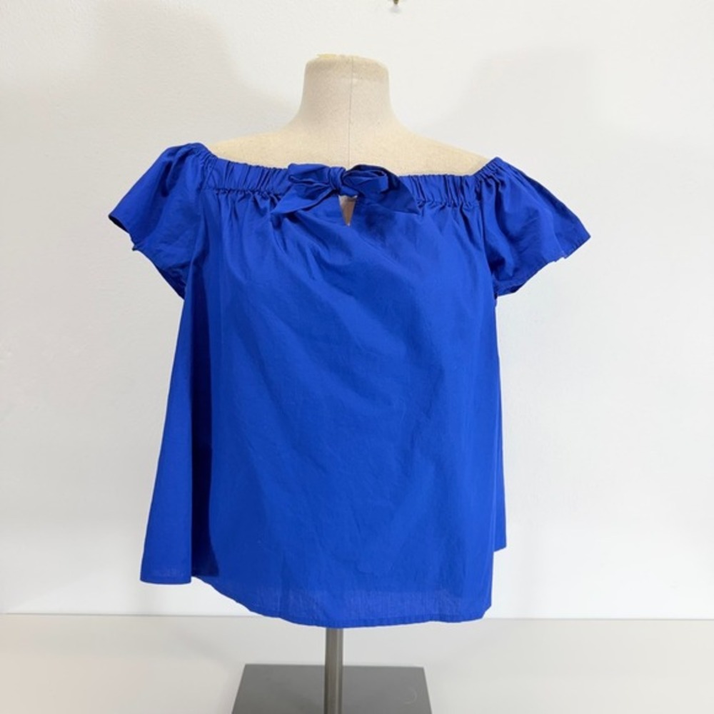 Who What Wear Tomato Girl Coquette Cobalt Blue Off-The-Shoulder Blouse Size L‎